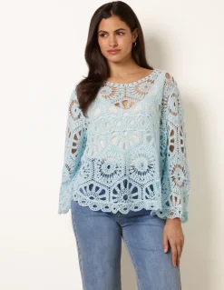 Crochet Top With Flared Sleeves