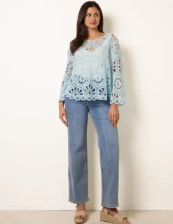Crochet Top With Flared Sleeves
