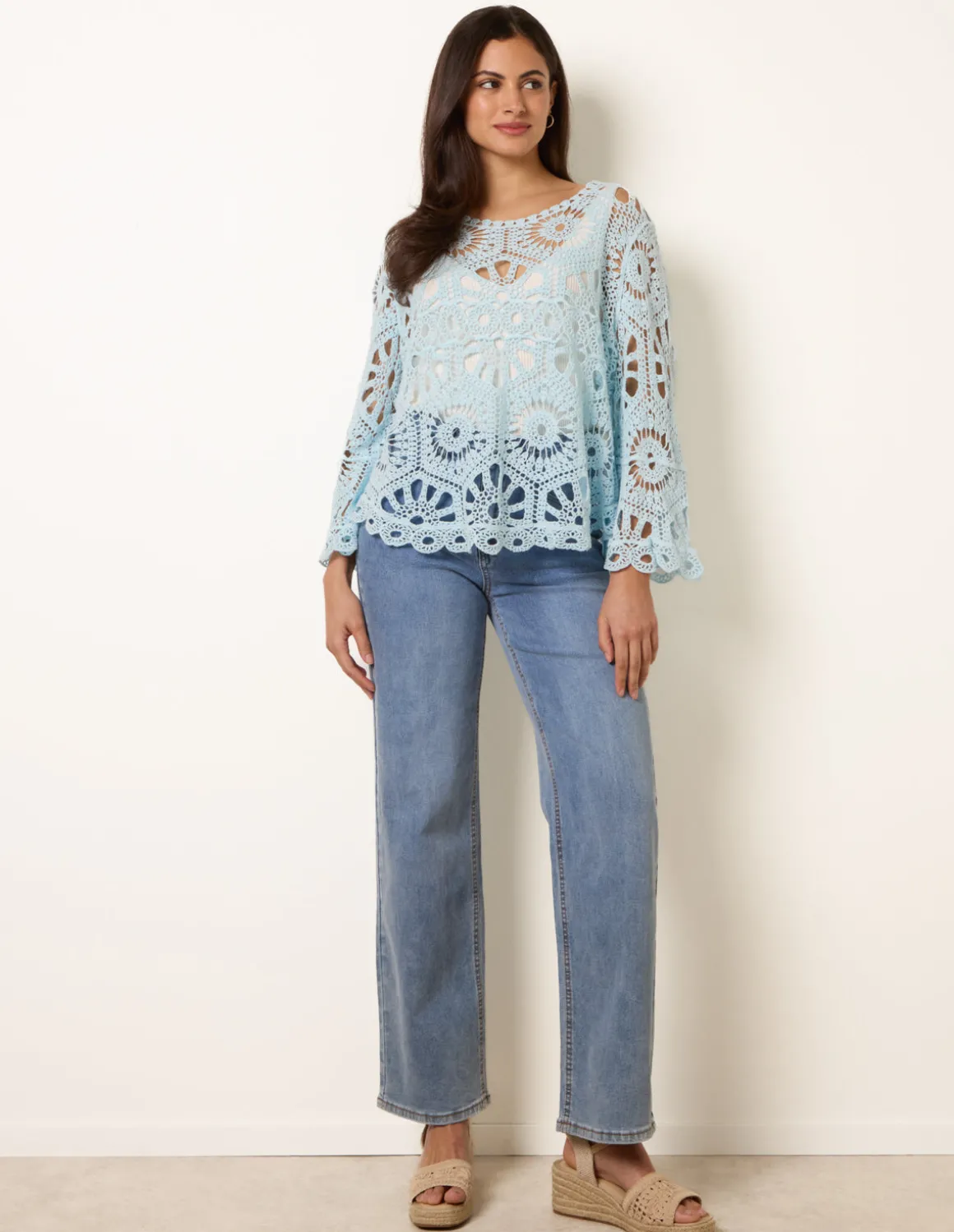 Crochet Top With Flared Sleeves