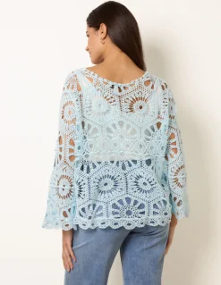 Crochet Top With Flared Sleeves