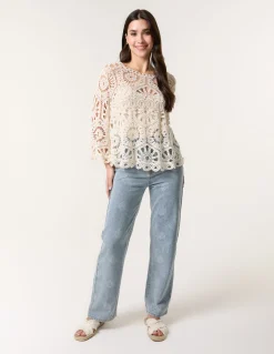 Crochet Top With Flared Sleeves