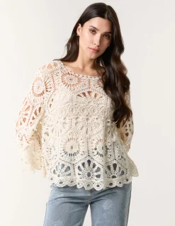 Crochet Top With Flared Sleeves