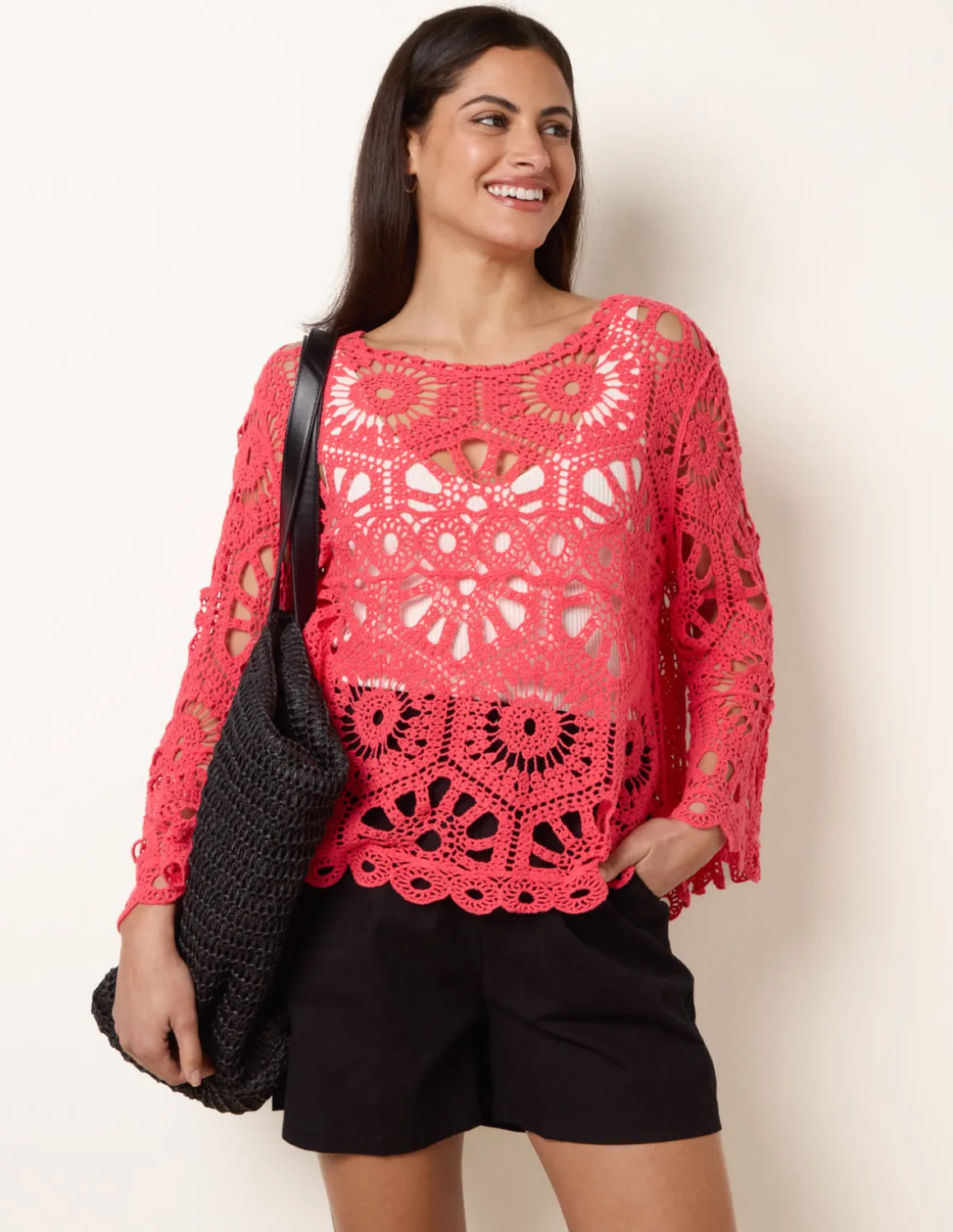 Crochet Top With Flared Sleeves