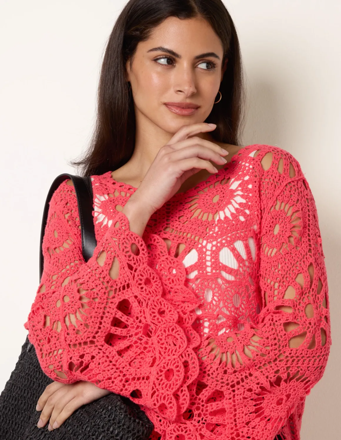 Crochet Top With Flared Sleeves