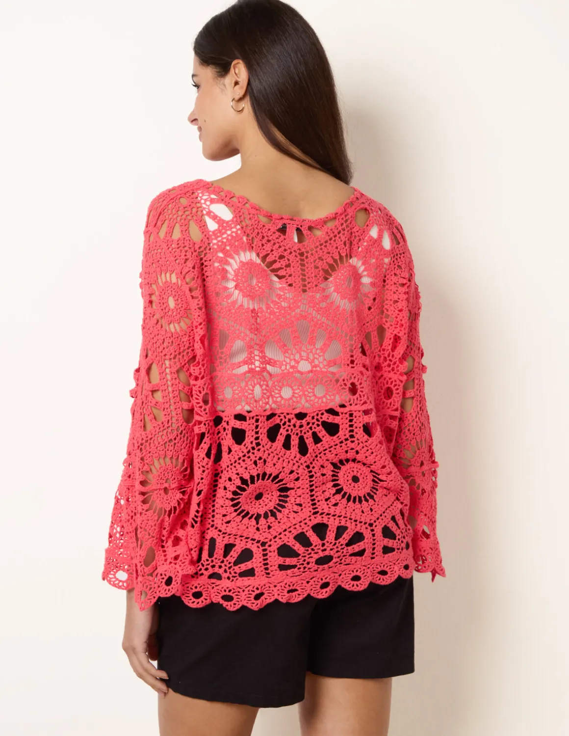 Crochet Top With Flared Sleeves