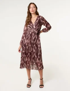 Crossover Metallic Pleated Dress
