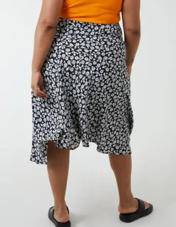 Curve Asymmetric Seam Midi Skirt