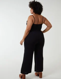 Curve Button Front Strappy Jumpsuit