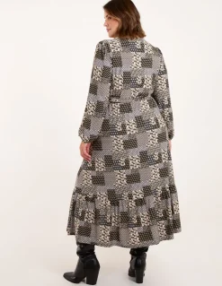 Curve Geometric Wrap Front Belted Midi Dress