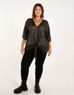 Curve Leopard V Neck Tie Front Top