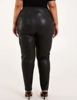 Curve Matte PU Leather Tailored Trousers