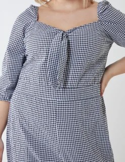 Curve Milkmaid Gingham Jumpsuit