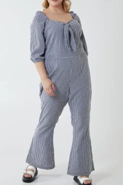Curve Milkmaid Gingham Jumpsuit