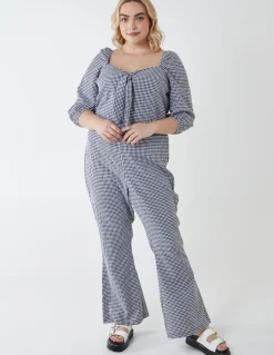 Curve Milkmaid Gingham Jumpsuit