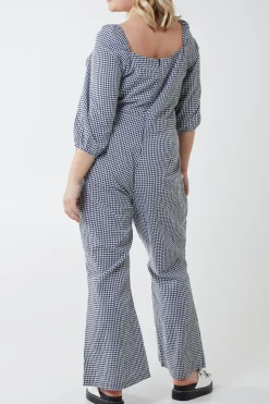 Curve Milkmaid Gingham Jumpsuit