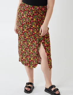 Curve Ruched Front Midi Skirt