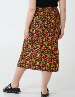 Curve Ruched Front Midi Skirt