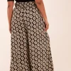 Curve Shirred Wide Leg Aztec Trousers