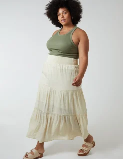 Curve Tiered Shirred Maxi Skirt