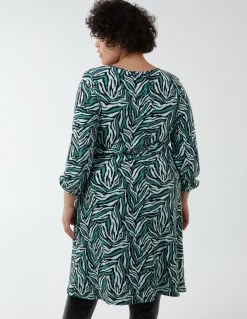 Curve V-Neck Ring Detail Midi Dress