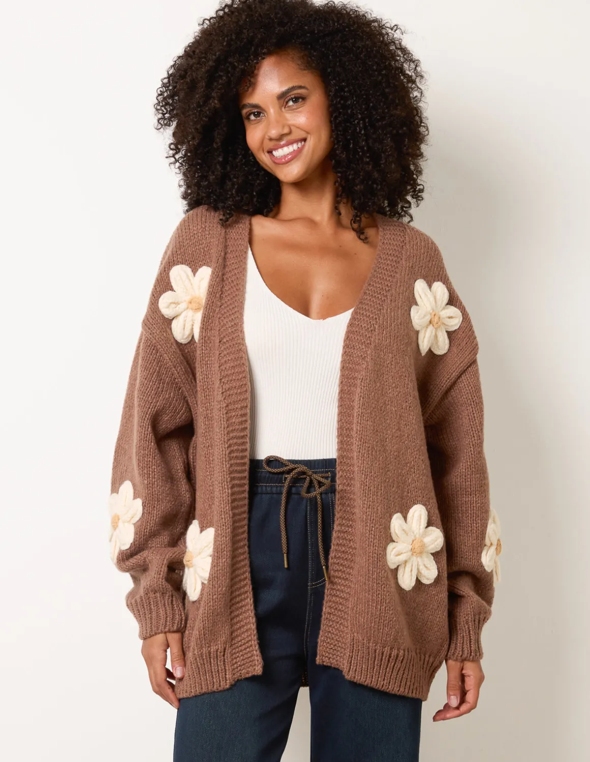 Daisy Large Flower Cardigan
