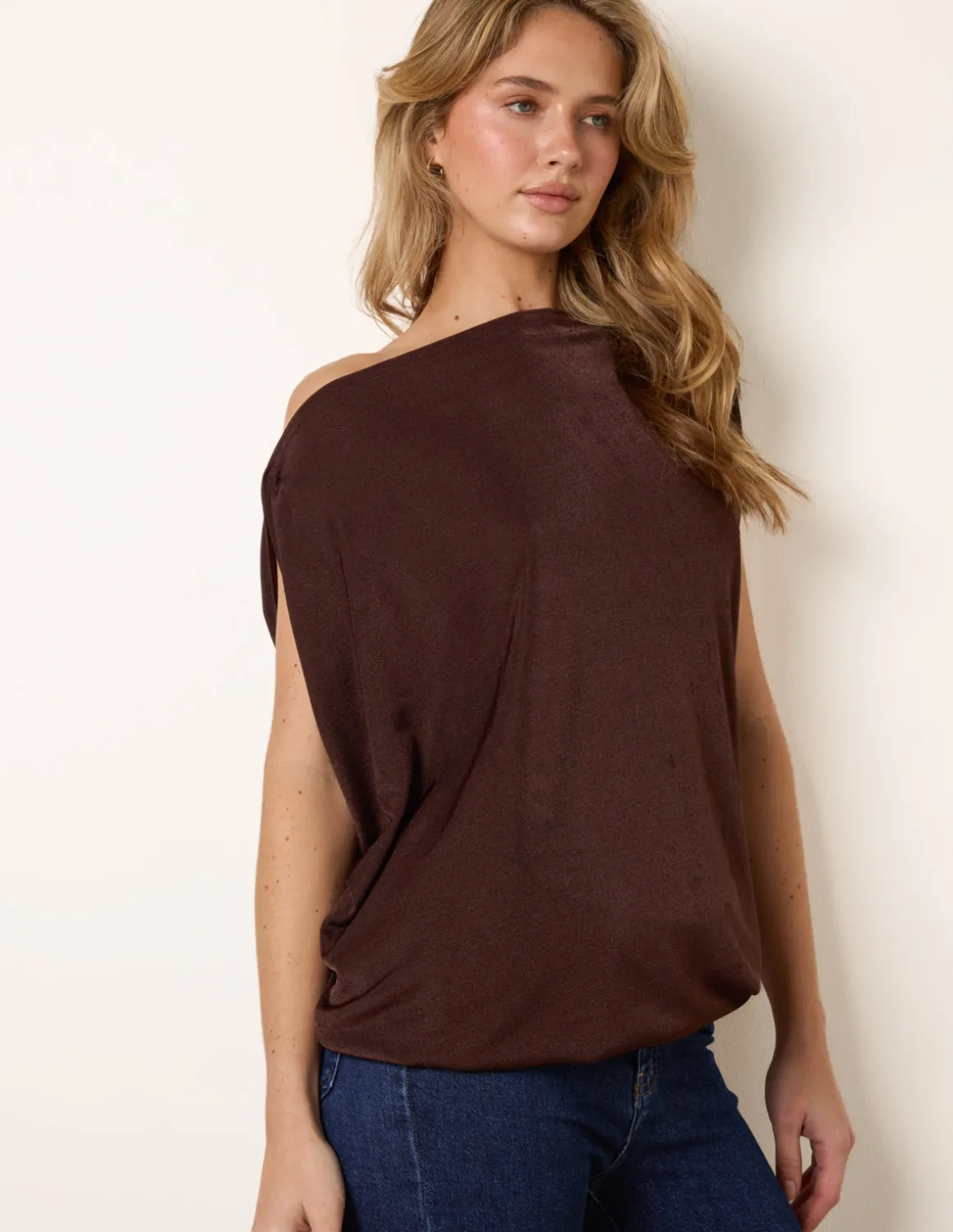 Deep Band Slinky Oversize Tunic Top
