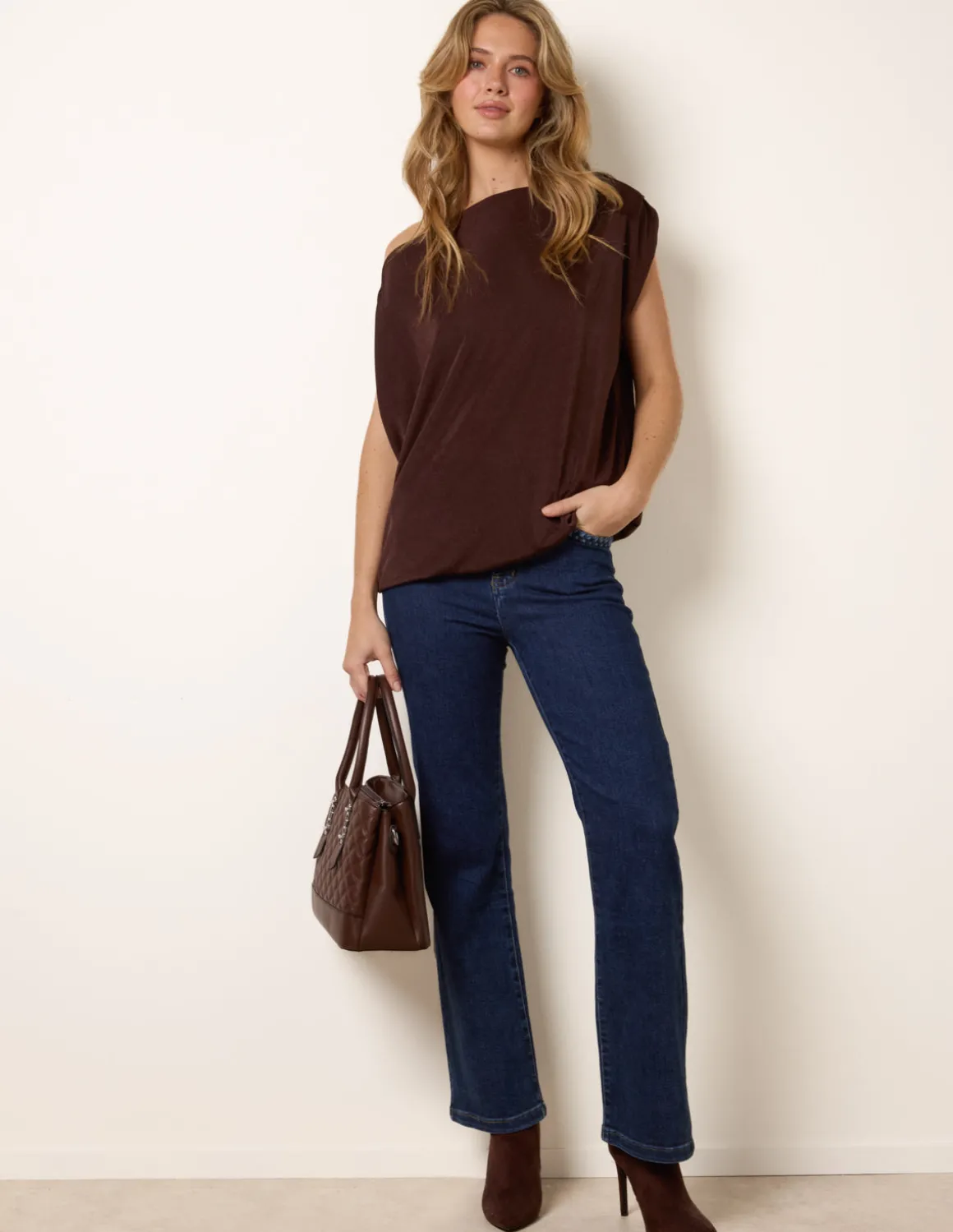 Deep Band Slinky Oversize Tunic Top