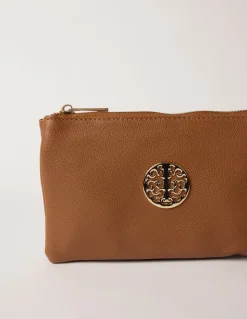 Detailed Zip Up Purse With Detachable Strap
