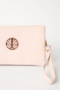 Detailed Zip Up Purse With Detachable Strap