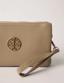 Detailed Zip Up Purse With Detachable Strap