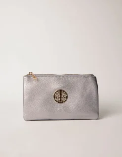 Detailed Zip Up Purse With Detachable Strap