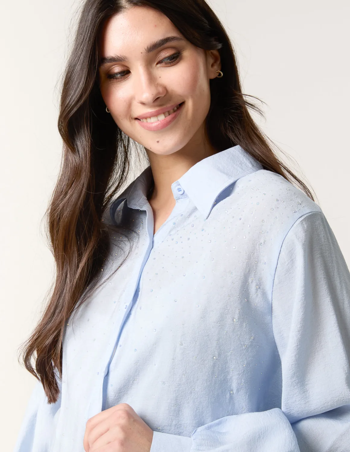 Diamante Detailed Classic Shirt