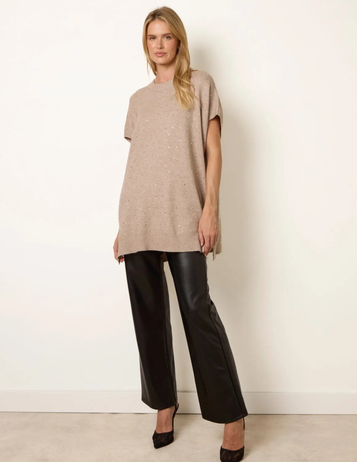 Diamante Sleeveless Knit Vest