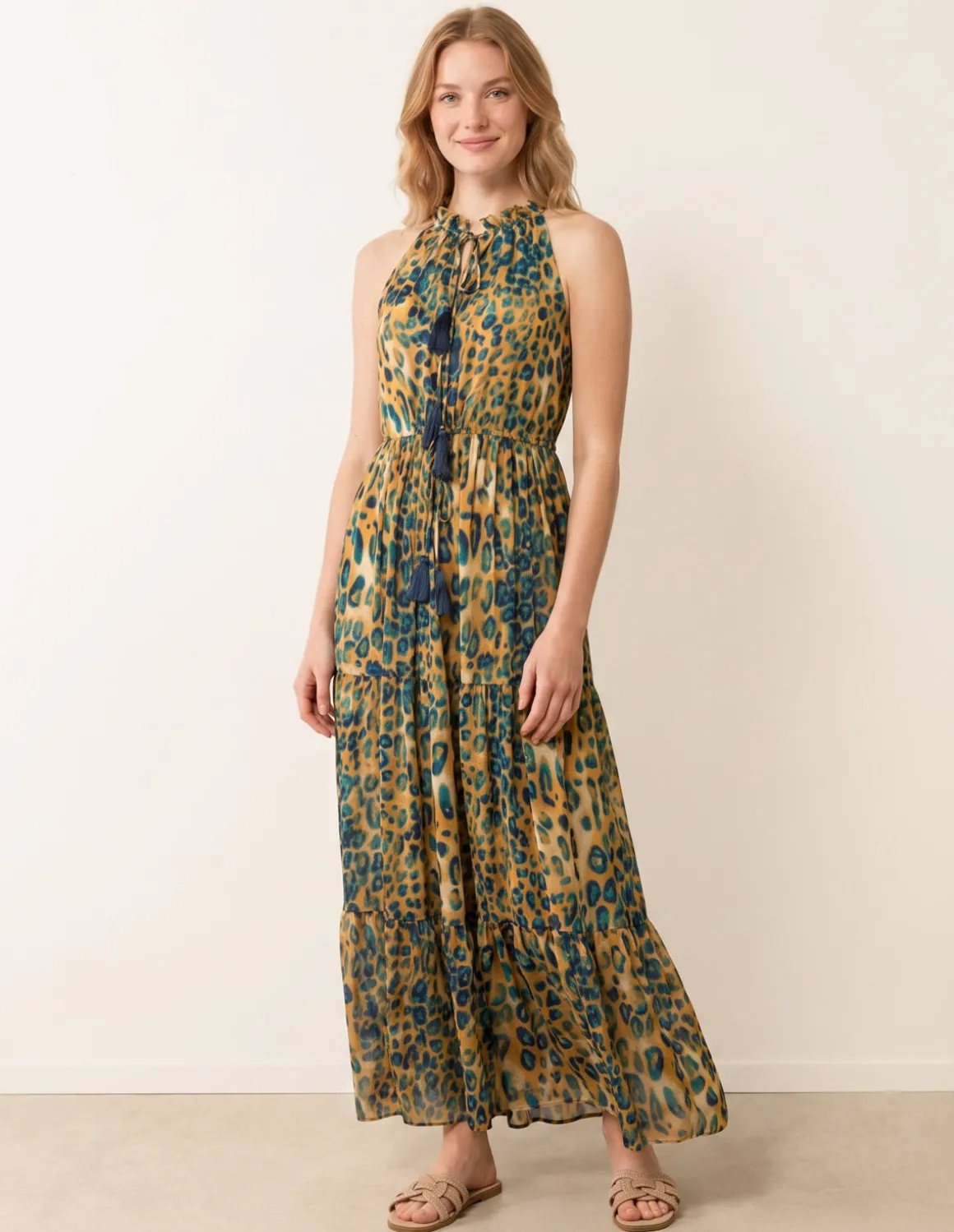 Diamante Tiered Tie Front Dress