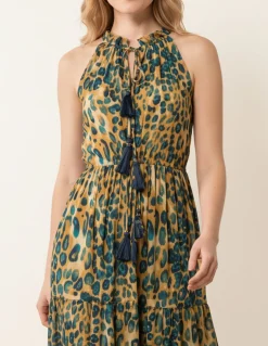 Diamante Tiered Tie Front Dress