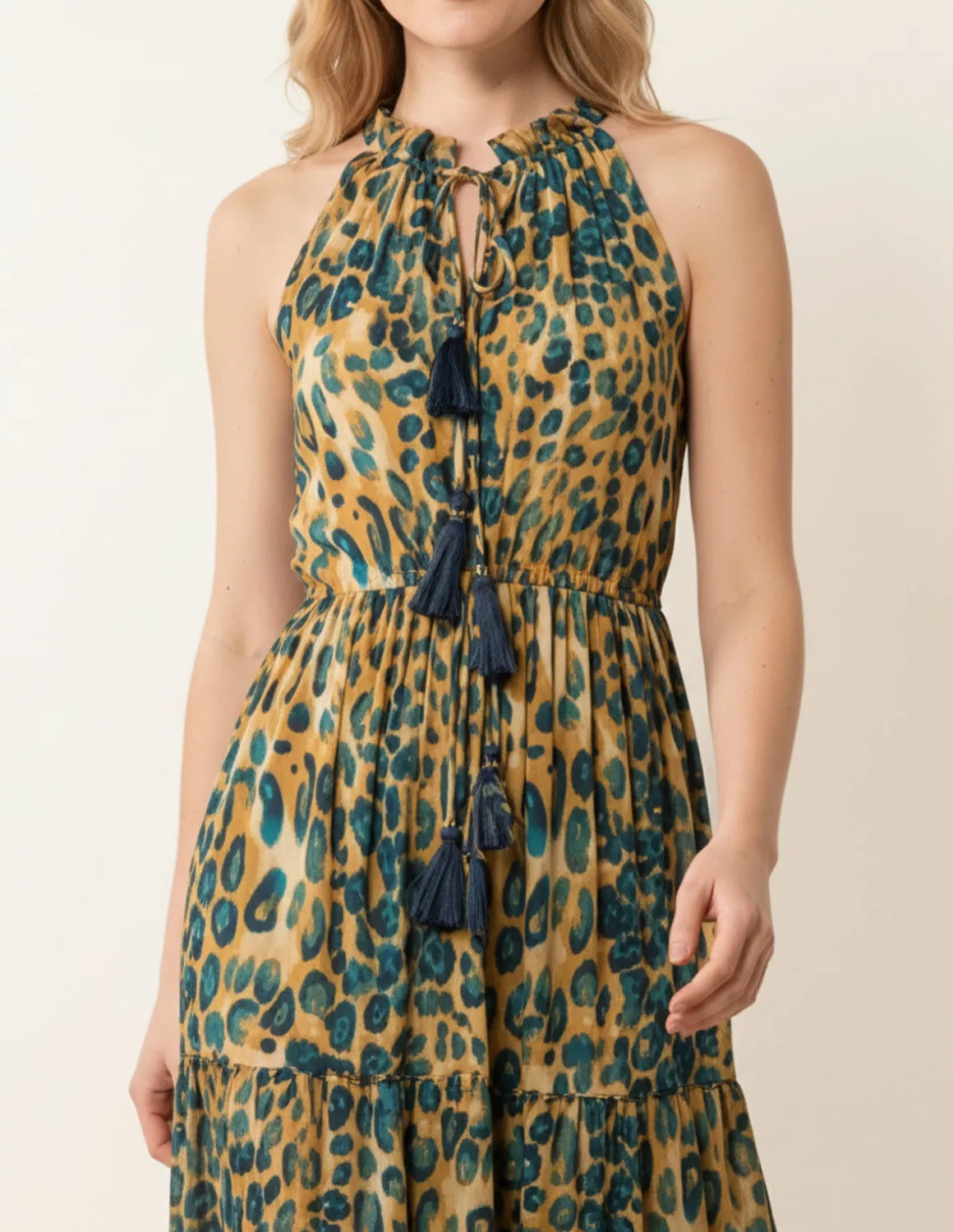 Diamante Tiered Tie Front Dress