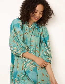 Diamante Tunic Dress With Puff Sleeve