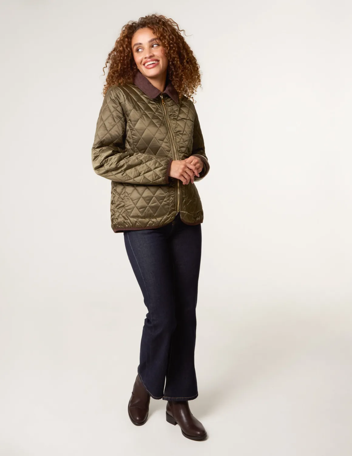 Diamond Quilted Cord Collar Coat
