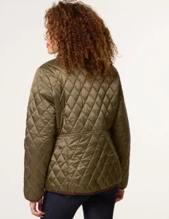 Diamond Quilted Cord Collar Coat