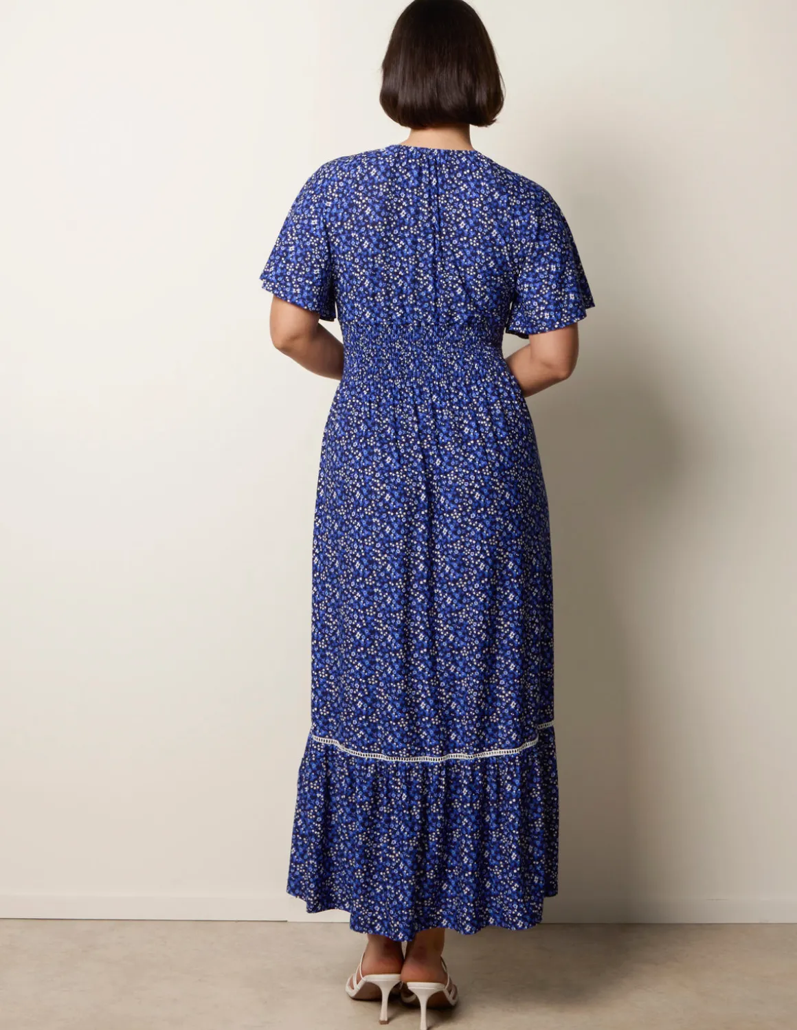 Ditsy Floral Button Front Raglan Trim Dress