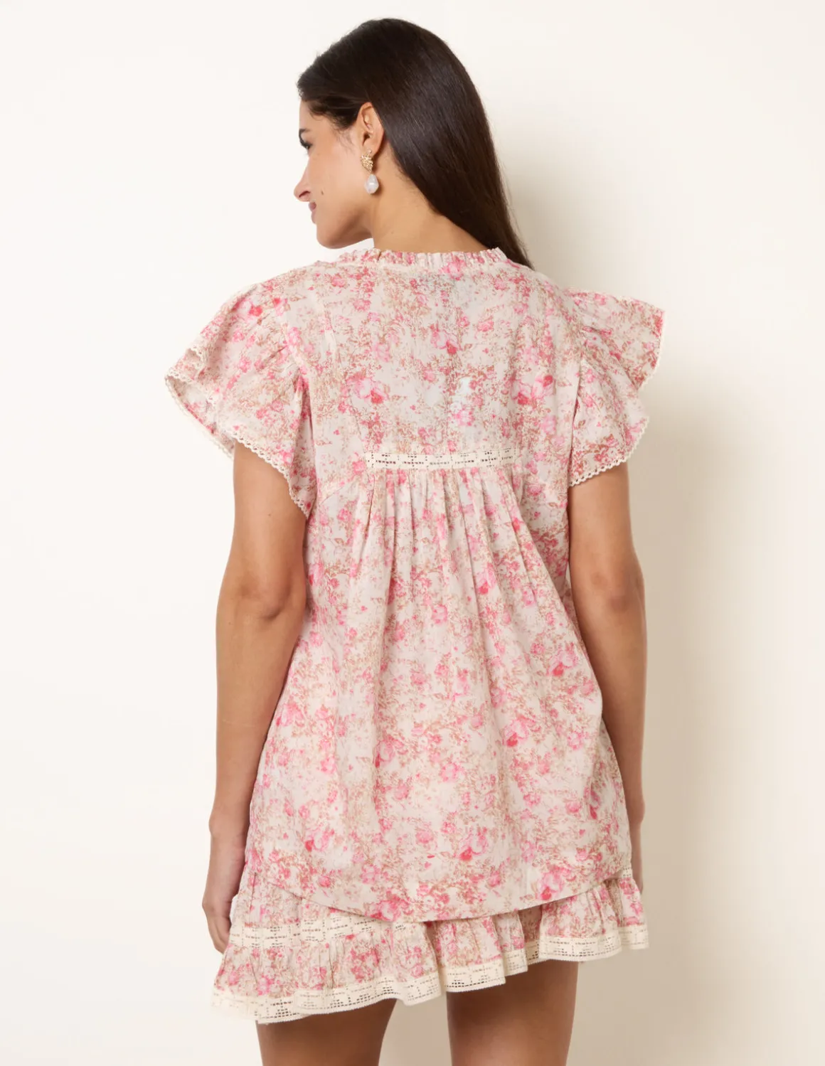 Ditsy Floral Cotton Ruffle Sleeve Top