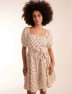 Dobby Spot Milkmaid Mini Dress