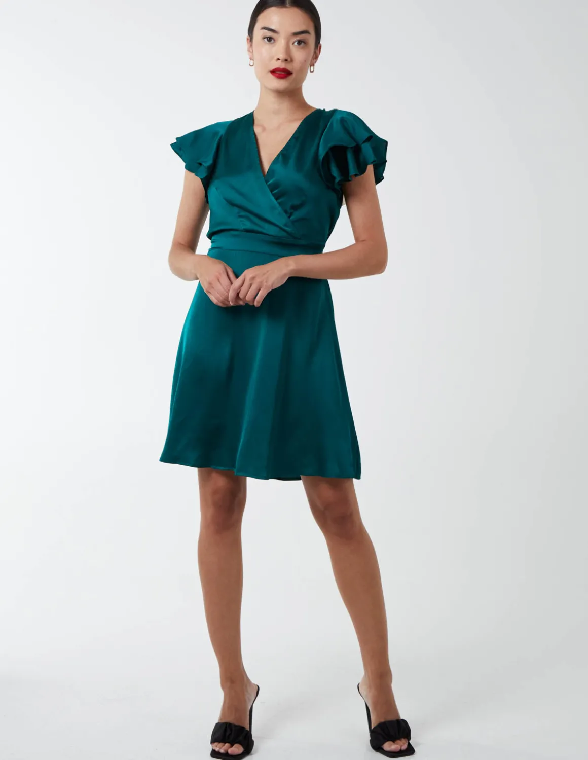 Double Angel Sleeve Wrap Dress