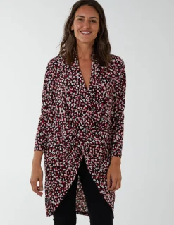 Draped Dip Hem Long Top