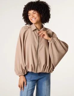 Drape Puffball Zipper Jacket