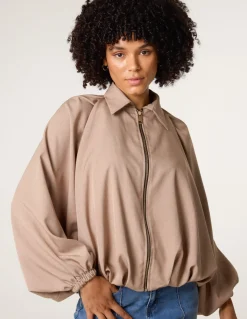 Drape Puffball Zipper Jacket