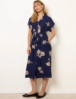 Drawstring Midi Shirt Dress