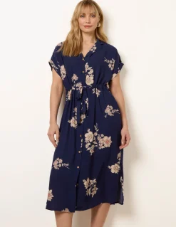 Drawstring Midi Shirt Dress