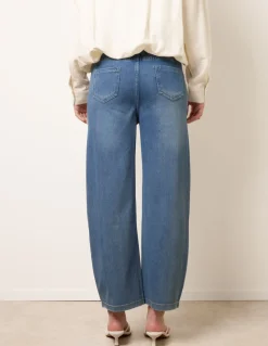 Drawstring Seam Detail Wide Leg Jeans