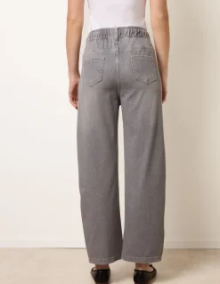 Drawstring Seam Detail Wide Leg Jeans